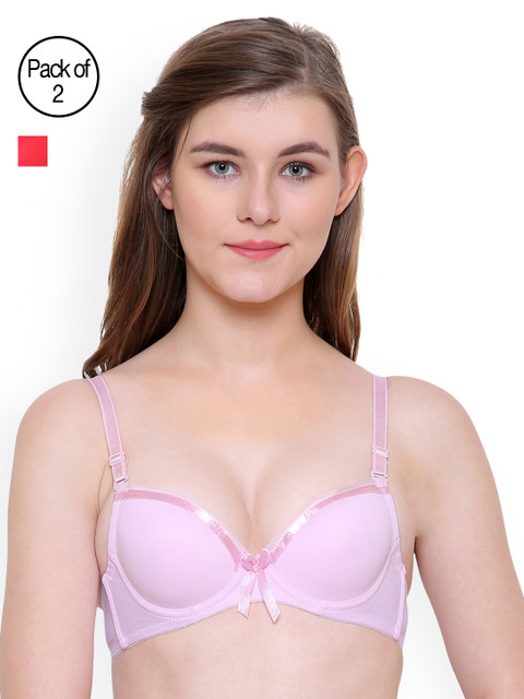 

Friskers Women Pack of 2 Underwired Heavily Padded Push-Up Bras, Pink