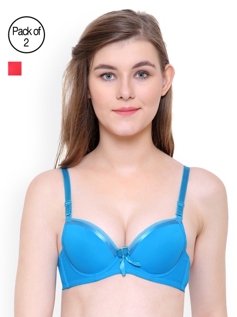 

Friskers Women Pack of 2 Underwired Heavily Padded Push-Up Bras, Blue
