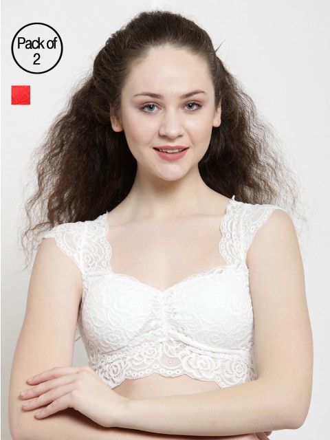 

Friskers Women Pack of 2 Lace Bralette, White