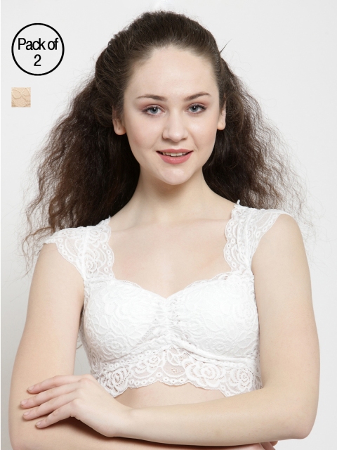 

Friskers Women Pack of 2 Lace Bralette, Beige