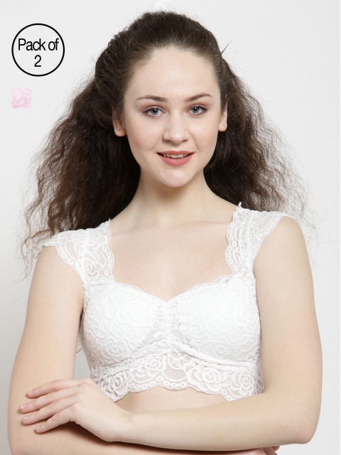 

Friskers Women Pack of 2 Lace Bralette, White