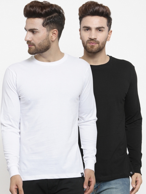 

Friskers Men Pack of 2 Solid T-shirts, White