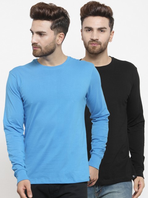 

Friskers Men Pack of 2 Solid T-shirts, Blue