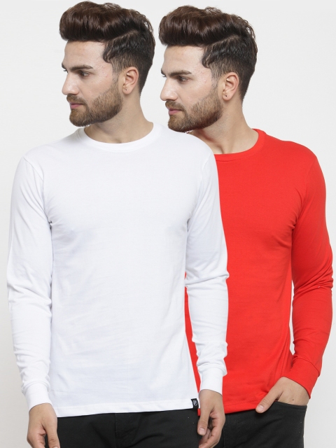 

Friskers Men Pack of 2 Solid T-shirts, White