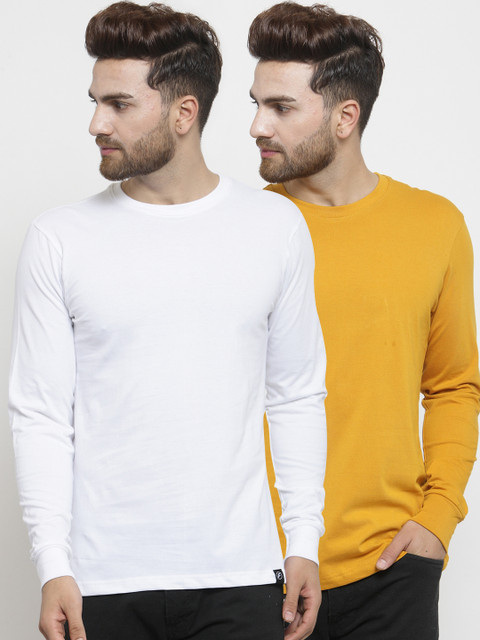 

Friskers Men Pack of 2 Solid T-shirts, White