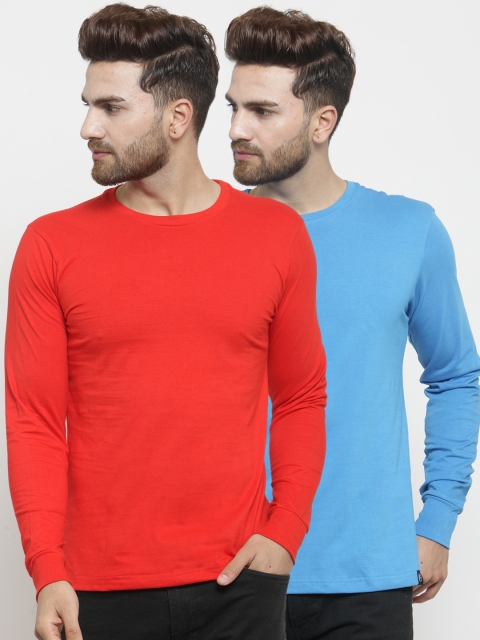 

Friskers Men Pack of 2 Solid T-shirts, Red