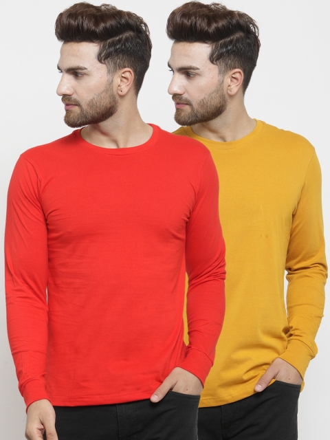 

Friskers Men Pack of 2 Solid T-shirts, Red