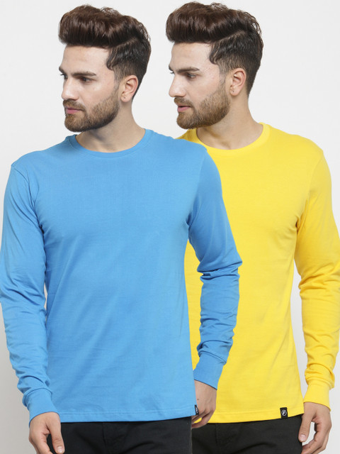 

Friskers Men Pack of 2 Solid T-shirts, Blue