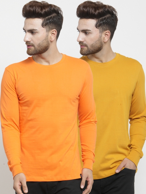 

Friskers Men Pack of 2 Solid T-shirts, Orange