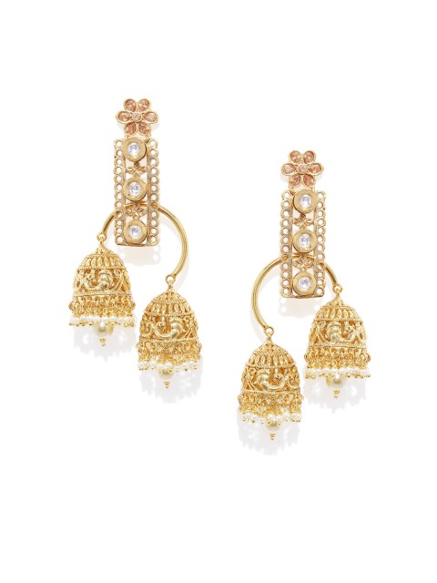 

Tipsyfly Women Gold-Toned Classic Gold-Plated Drop Earrings