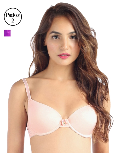 

Candyskin Heavily Padded and Demi Bra Combo CS01Peach- CS04Purple Pack of 2, Purple
