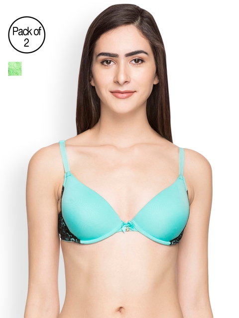 

Candyskin Heavily Padded and Demi Bra Combo CS04-9Black- CS05APink Pack of 2, Teal