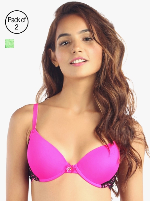 

Candyskin Heavily Padded and Demi Bra Combo CS04-9Black- CS05APink Pack of 2, Pink