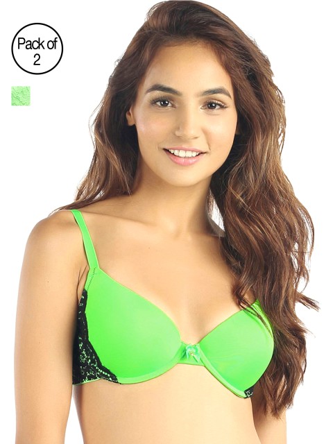 

Candyskin Heavily Padded and Demi Bra Combo CS04-9Black- CS05APink Pack of 2, Green