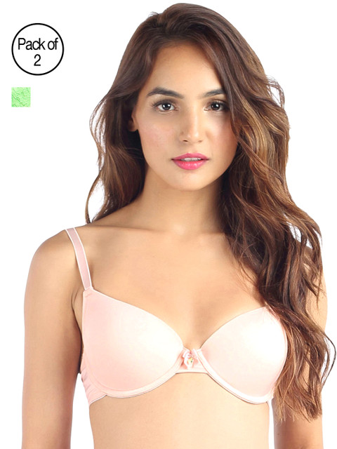 

Candyskin Heavily Padded and Demi Bra Combo CS04-9Black- CS05APink Pack of 2, Green