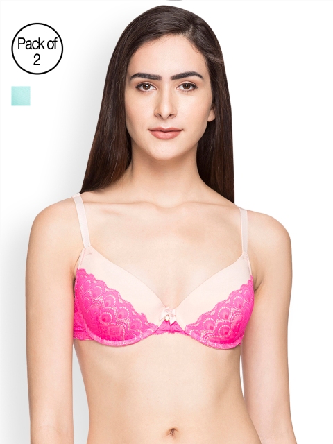 

Candyskin Heavily Padded and Demi Bra Combo CS04-9Black- CS05APink Pack of 2, Pink
