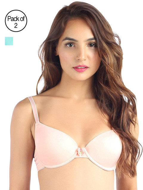 

Candyskin Heavily Padded and Demi Bra Combo CS04-9Black- CS05APink Pack of 2, Blue