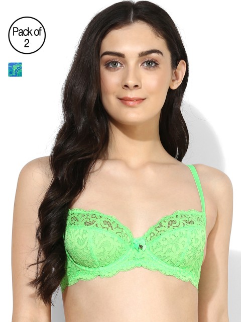

Candyskin Heavily Padded and Demi Bra Combo CS04-9Black- CS05APink Pack of 2, Green