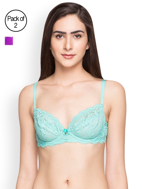 

Candyskin Demi Bra Combo CS04Purple- CS08Teal Pack of 2, Purple