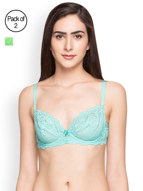 

Candyskin Demi Bra Combo CS08-Green- CS08Teal Pack of 2, Turquoise blue