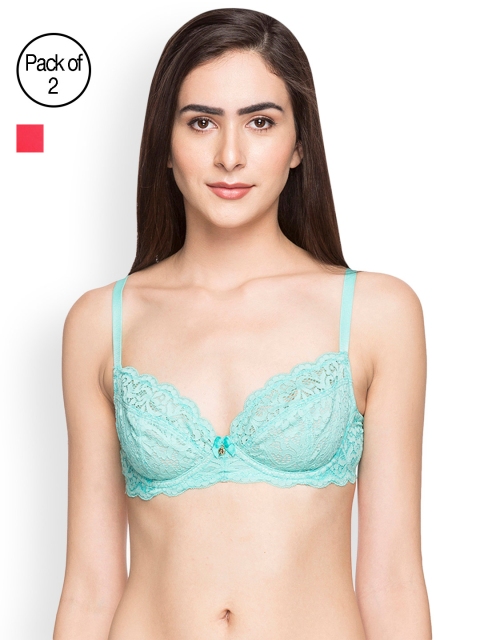 

Candyskin Lightly Padded and Demi Bra Combo CS06-DY- CS08Teal Pack of 2, Blue