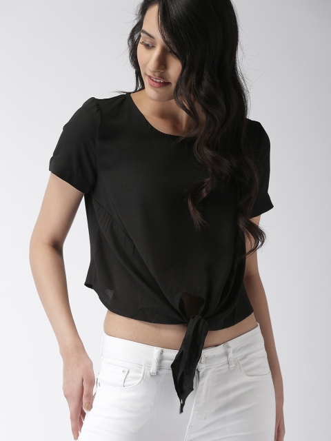 

FOREVER 21 Women Black Solid Crop Top