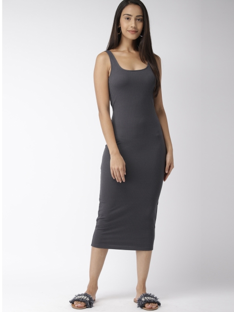 

FOREVER 21 Women Grey Solid Bodycon Dress