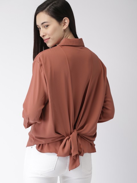 

FOREVER 21 Women Pink Solid Styled Back Top