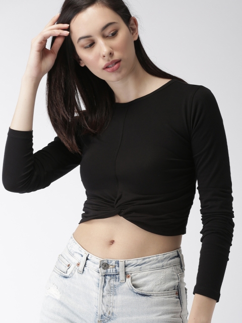 

FOREVER 21 Women Black Solid Top