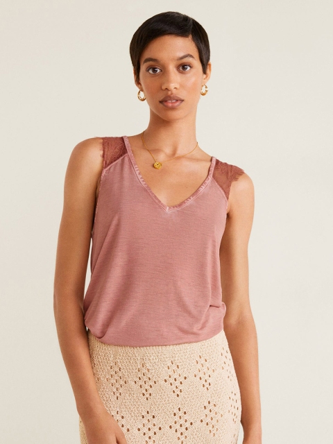 

MANGO Women Pink Solid Top