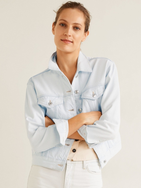 

MANGO Women Blue Solid Denim Jacket