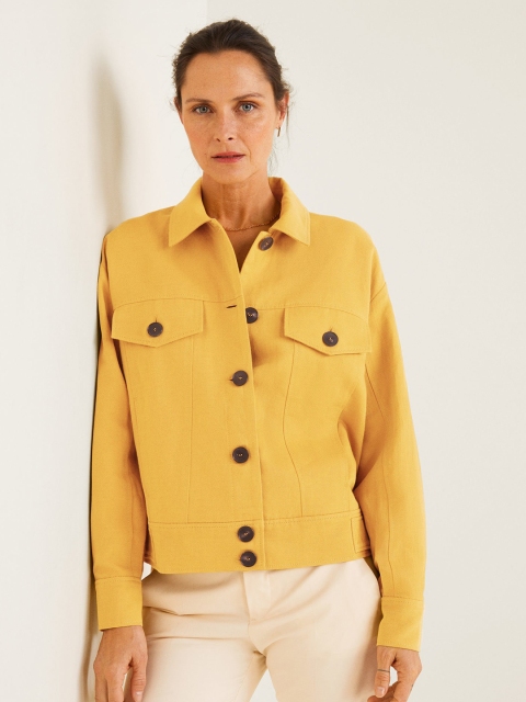 

MANGO Women Mustard Yellow Solid Tailored Jacket