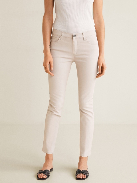 

MANGO Women Beige Skinny Fit Mid-Rise Clean Look Stretchable Jeans