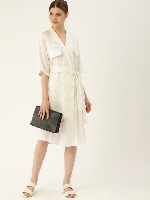 

MANGO Women Solid White Shirt Dress