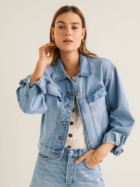 

MANGO Women Blue Washed Denim Jacket