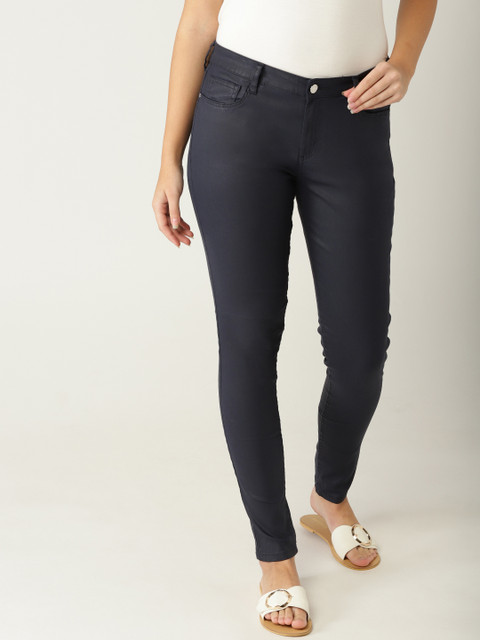 

MANGO Women Navy Blue Regular Fit Mid-Rise Clean Look Stretchable Jeans