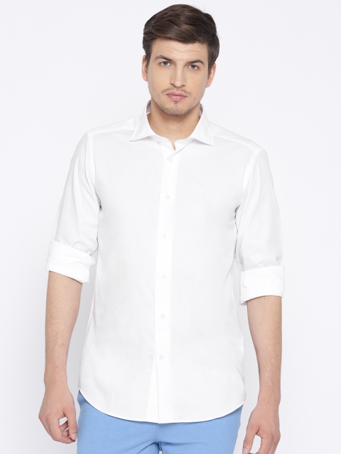 

OVS Men White Slim Fit Solid Casual Shirt