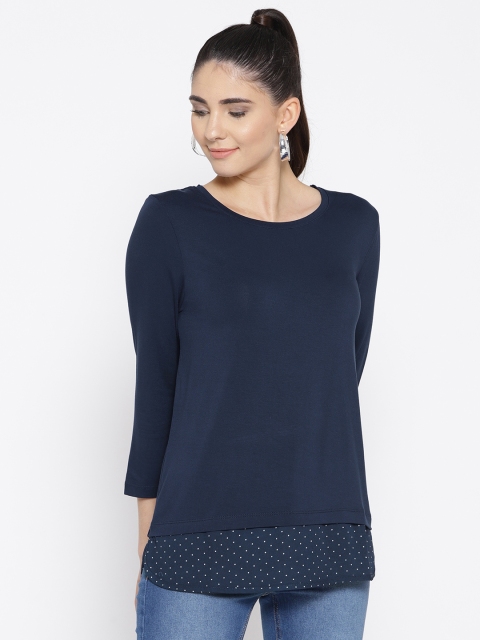 

OVS Women Navy Blue Solid Top