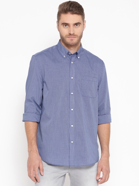 

OVS Men Blue Regular Fit Checked Casual Shirt