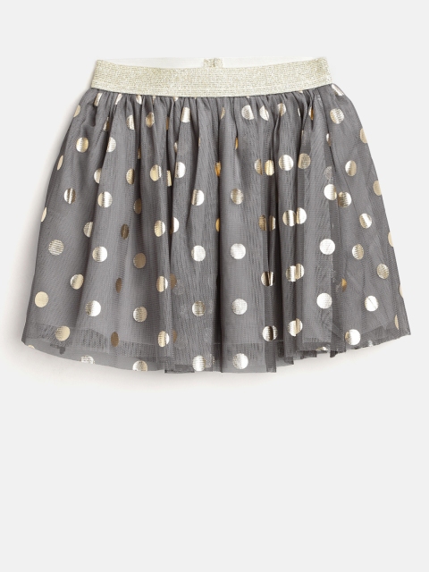 

OVS Girls Grey & Golden Printed Flared Skirt
