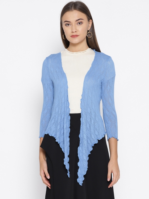 

OVS Blue Self Design Open Front Shrug