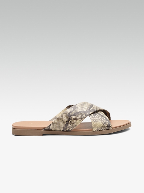 

DOROTHY PERKINS Women Beige Snakeskin Texture Open Toe Flats