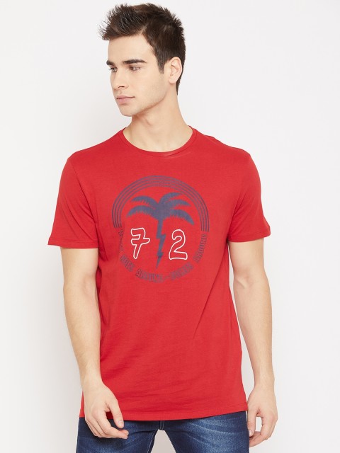 

OVS Men Red Printed Round Neck T-shirt