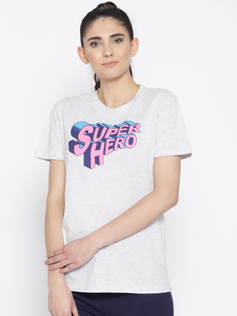 

OVS Women Grey Melange Printed Round Neck T-shirt