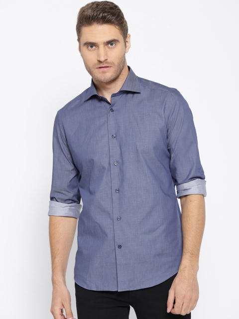 

OVS Men Blue Slim Fit Solid Casual Shirt