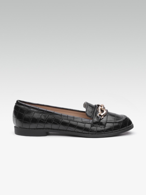 

DOROTHY PERKINS Women Black Croc Pattern Loafers