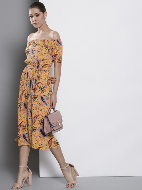 

DOROTHY PERKINS Petite Yellow & Pink Printed Culotte Jumpsuit