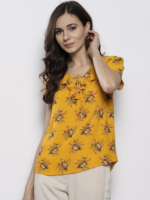 

DOROTHY PERKINS Women Mustard Yellow Printed Top