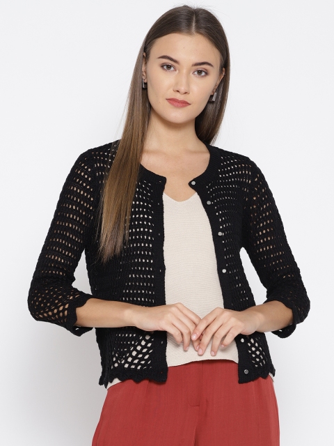 

OVS Women Black Self Design Cardigan