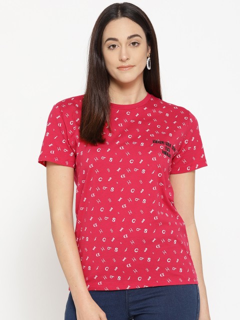 

OVS Women Red Printed Round Neck T-shirt